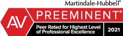 Martindale Hubbell | AV Preeminent Peer Rated for Highest Level of Professional Excellence 2021